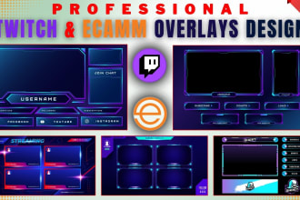 design professional twitch overlay and ecamm overlays for your live stream