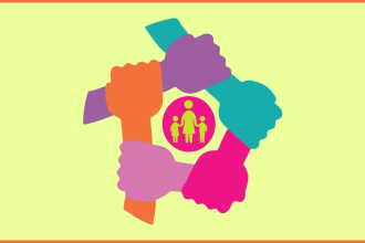 be make childcare, daycare, kids and education creative logo