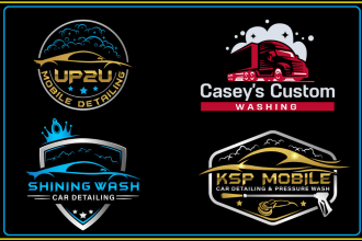 do auto detailing car wash and automobile logo design