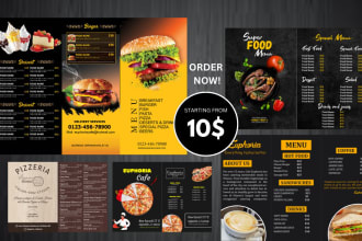 do modern restaurant menu design for cafes and bakeries