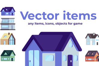 create flat vector items in cartoon style