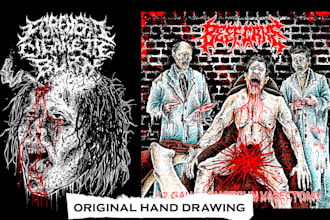 create amazing design dark art,horror illustration for t shirt design