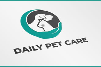 be draw your cat, dog or cute animal pet logo design