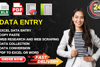do CRM data entry, data validation, web research and excel product data entry