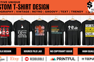 design unique trendy t shirts for merch by amazon and etsy