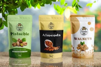 food packaging, myler bag, bottle label, pouch design