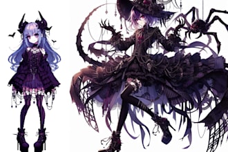 draw gothic character illustration, fan art, your oc, sfw and nsfw, pixel art