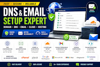 configure dns, email records, cloudflare and domain settings
