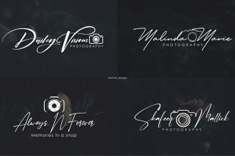 create luxury signature, handwritten and elegant photography logo