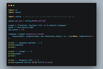 write python script calling chat gpt API