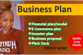 write investor ready business plan, financial plan, pitch deck