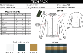 create professional technical drawing and tech packs for manufacturing