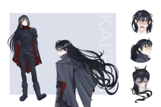 make your character design with anime, manhwa, manga style