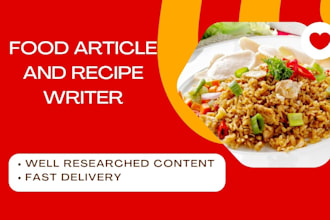 write food blogs, nutrition articles, recipe blogs and health contents