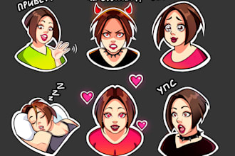 create unique emotes,stickers for telegram discord twitch in cartoon anime style