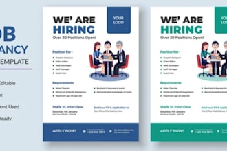 design job hiring flyer or recruitment flyer for you
