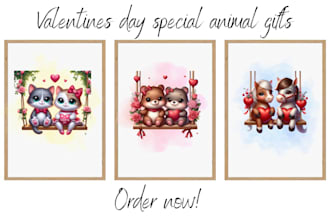 create custom valentines day animal couples wall art gifts
