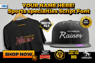design you a custom sport specialties script font style logo with your name