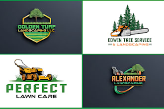 design lawn care, landscaping logo and business card, door hanger and yard sign