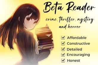 beta read your crime, thriller, mystery or horror novel