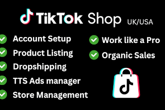setup up tiktok shop, dropshipping managing, tiktok ads
