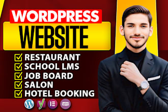 design a restaurant, school lms, job board, salon or hotel booking website