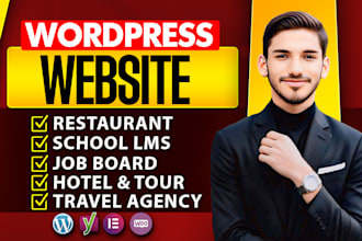 design restaurant, school lms, job board, hotel, tour and travel agency website