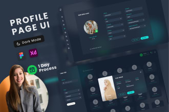design profile page for admin panel UI in dark mode