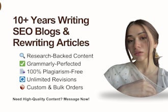 write expert SEO blog posts and professionally rewrite articles