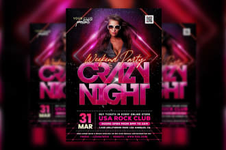 design friday night music party flyer and poster design