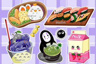 create cute illustration and kawaii stickers for you