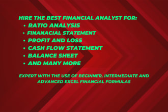 prepare financial statement,model, income,ratio analysis,cash flow,balance sheet