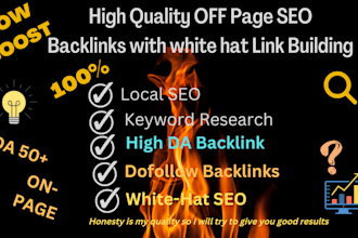 provide high da off page SEO backlinks with white hat link building