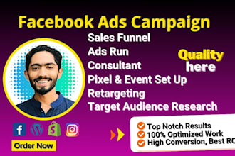 work as your facebook ads campaign manager, instagram ads, fb ads shopify
