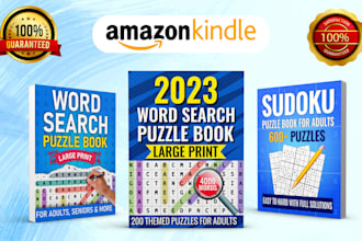 design sudoku word search puzzle book cover for amazon kdp