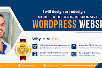 Best Deals!  create responsive wordpress website or wordpress design