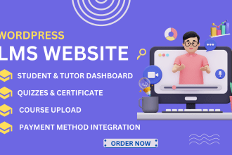 build wordpress lms website with learndash, tutor lms, buddypress, eduma