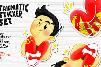 design cute hand drawn illustration for stickers