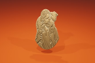 sculpt printable coin 3d model, bas relief medallion