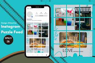 design unique instagram puzzle feed and social media post