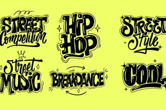 design dj, rap, edm, rave, producer, music logo