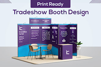 design professional, print ready trade show booths, backdrops, and rollups