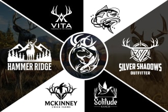 do fishing, hunting, adventure outdoors, and deer logo