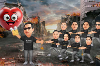 make amazing group cartoon caricatures from your photos