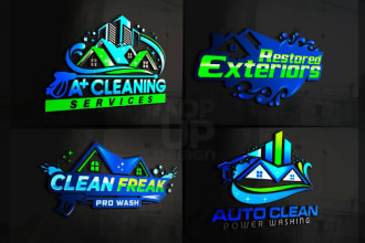 design super nice plumbing, hvac, cleaning logo with satisfaction guaranteed