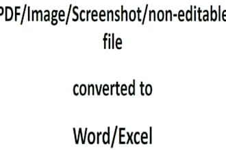 pdf,image,screenshot,non editable file in word excel sheet