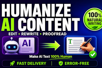 humanize ai content, edit and rewrite professionally