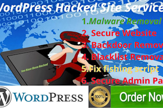 fixed hacked website, remove malware, secure wordpress site and remove blacklist