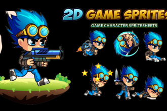 create pixel game character, sprite sheet,  animation sheet, 2d game character