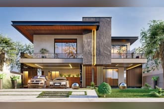 design and render house exterior design, and realistic 3d rendering